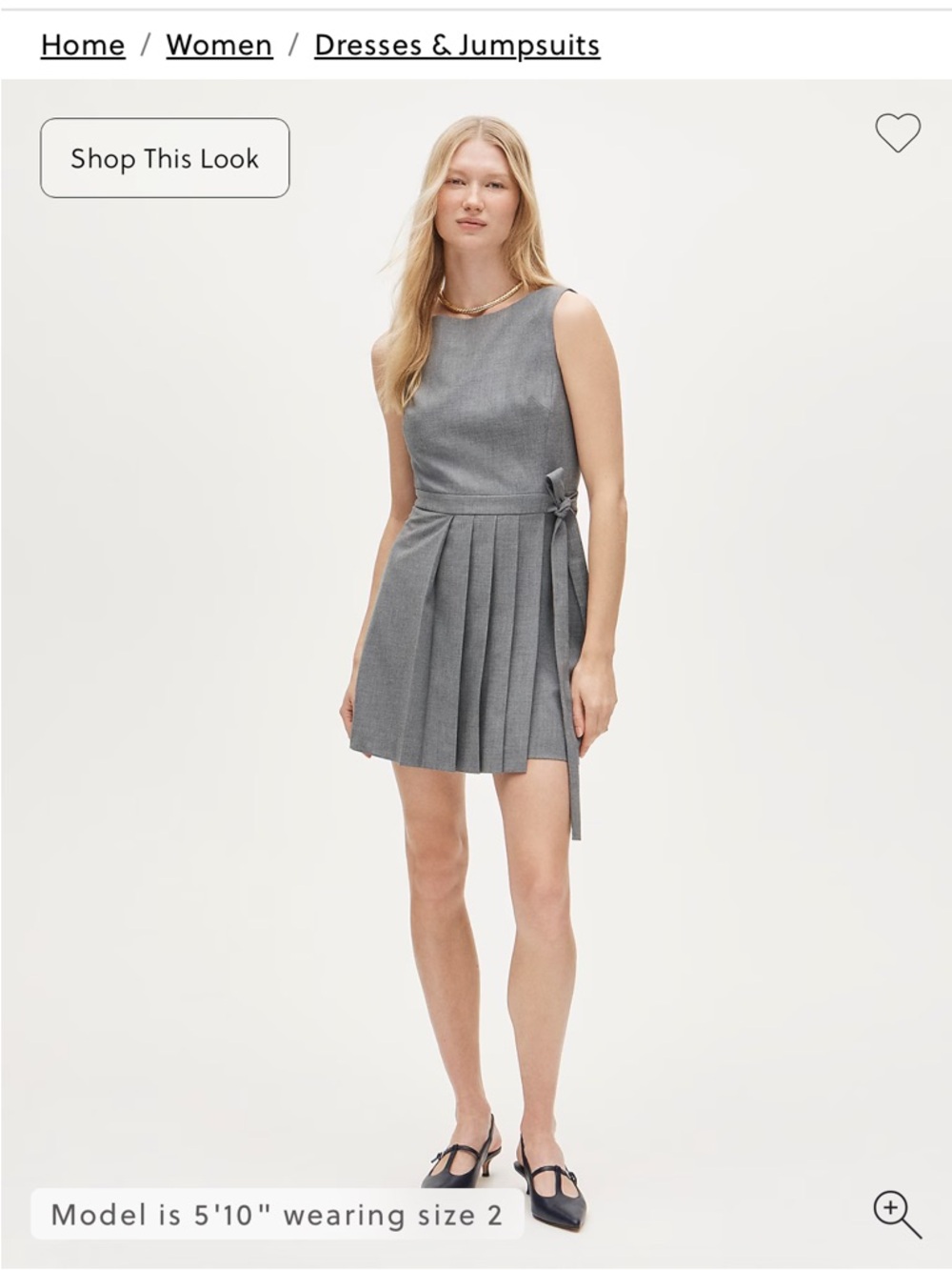 NWT J. Crew Sleeveless Gray Pleated Tie-Waist Mini Dress, US10